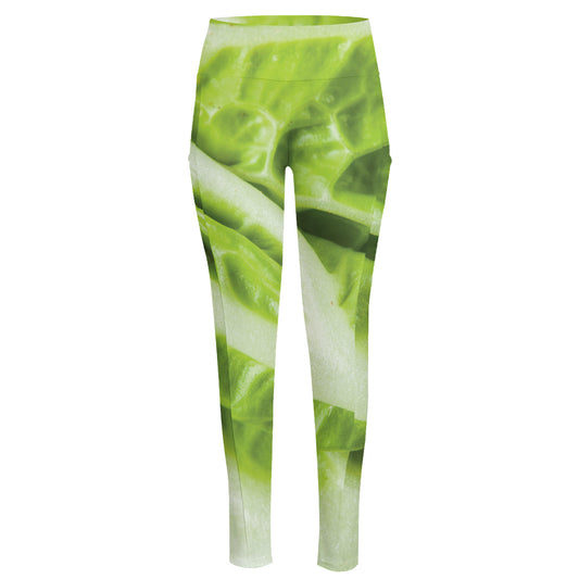 Chinese Cabbage Leaf Print High-Waisted Pocket Leggings