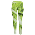Chinese Cabbage Leaf Print High-Waisted Pocket Leggings