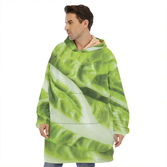 Chinese Cabbage Leaf Print Hoodie Blanket