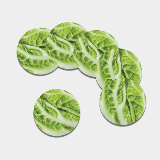 Chinese Cabbage Leaf Print Leather Coaster Set