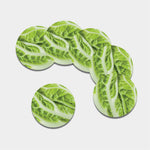 Chinese Cabbage Leaf Print Leather Coaster Set
