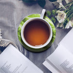 Chinese Cabbage Leaf Print Leather Coaster Set