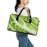 Chinese Cabbage Leaf Print Leather Duffle Bag