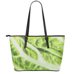 Chinese Cabbage Leaf Print Leather Tote Bag