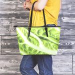 Chinese Cabbage Leaf Print Leather Tote Bag