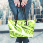Chinese Cabbage Leaf Print Leather Tote Bag