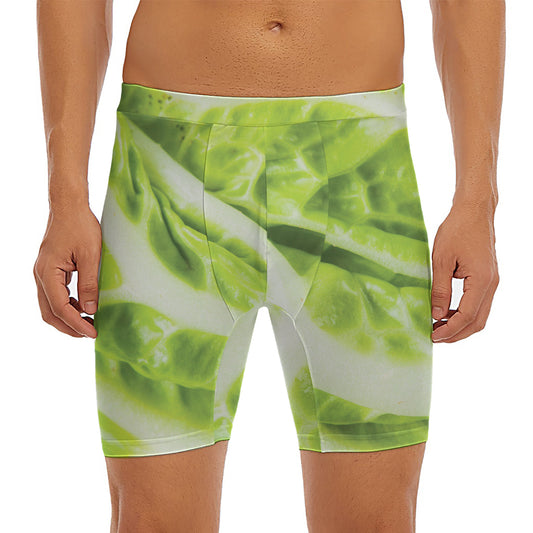 Chinese Cabbage Leaf Print Men's Long Boxer Briefs