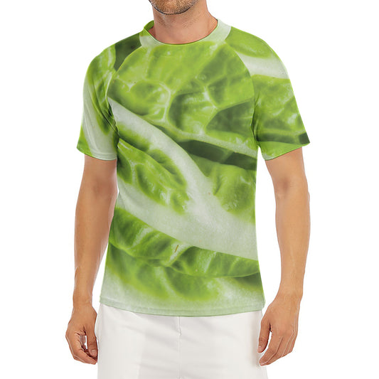 Chinese Cabbage Leaf Print Men's Short Sleeve Rash Guard