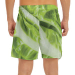 Chinese Cabbage Leaf Print Men's Split Running Shorts