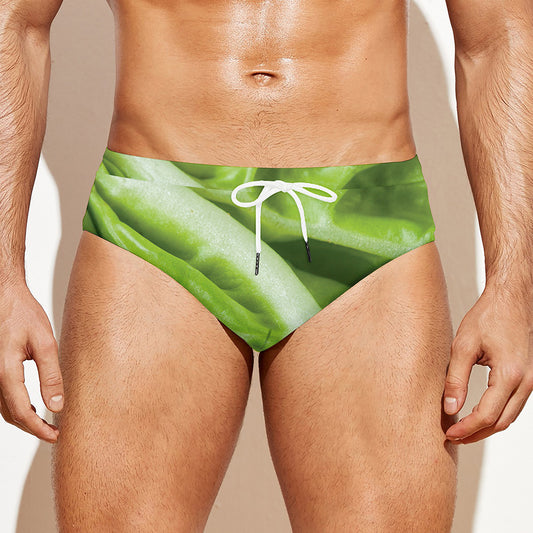 Chinese Cabbage Leaf Print Men's Swim Briefs