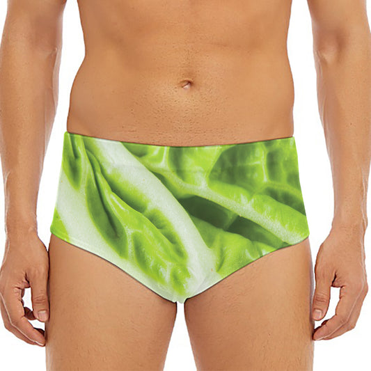 Chinese Cabbage Leaf Print Men's Triangle Swim Briefs