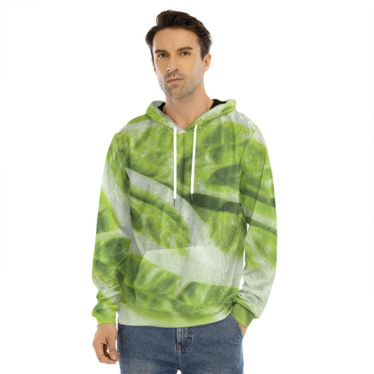 Chinese Cabbage Leaf Print Men's Velvet Pullover Hoodie