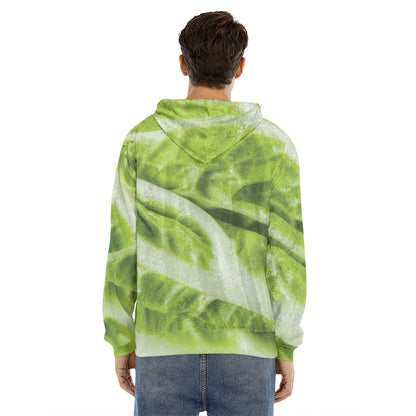 Chinese Cabbage Leaf Print Men's Velvet Pullover Hoodie