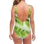 Chinese Cabbage Leaf Print One Piece Swimsuit