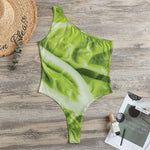 Chinese Cabbage Leaf Print One Shoulder Bodysuit