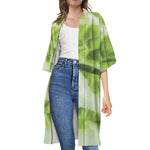 Chinese Cabbage Leaf Print Open Front Beach Cover Up