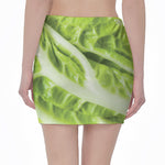 Chinese Cabbage Leaf Print Pencil Mini Skirt