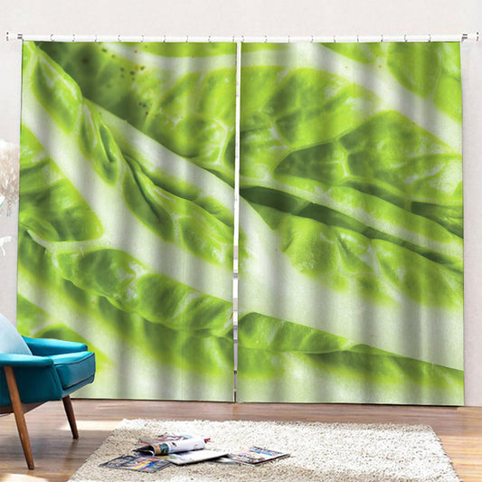 Chinese Cabbage Leaf Print Pencil Pleat Curtains