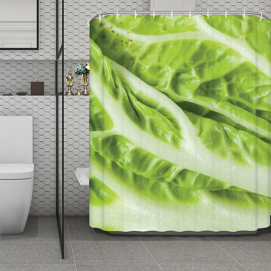 Chinese Cabbage Leaf Print Polyester Shower Curtain