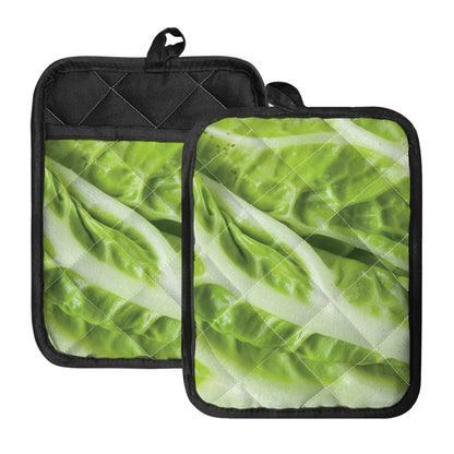 Chinese Cabbage Leaf Print Pot Holders With Pocket