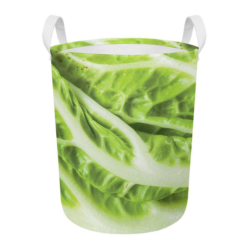 Chinese Cabbage Leaf Print Round Laundry Basket