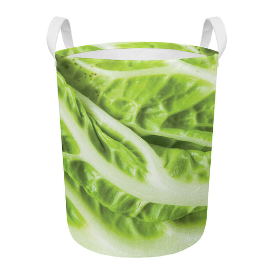 Chinese Cabbage Leaf Print Round Laundry Basket