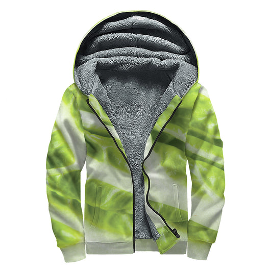 Chinese Cabbage Leaf Print Sherpa Lined Zip Up Hoodie