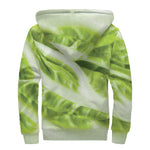 Chinese Cabbage Leaf Print Sherpa Lined Zip Up Hoodie