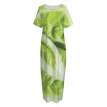 Chinese Cabbage Leaf Print Short Sleeve Long Nightdress