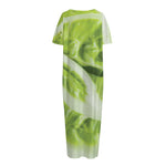 Chinese Cabbage Leaf Print Short Sleeve Long Nightdress