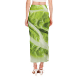 Chinese Cabbage Leaf Print Side Slit Maxi Skirt