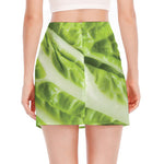 Chinese Cabbage Leaf Print Side Slit Mini Skirt