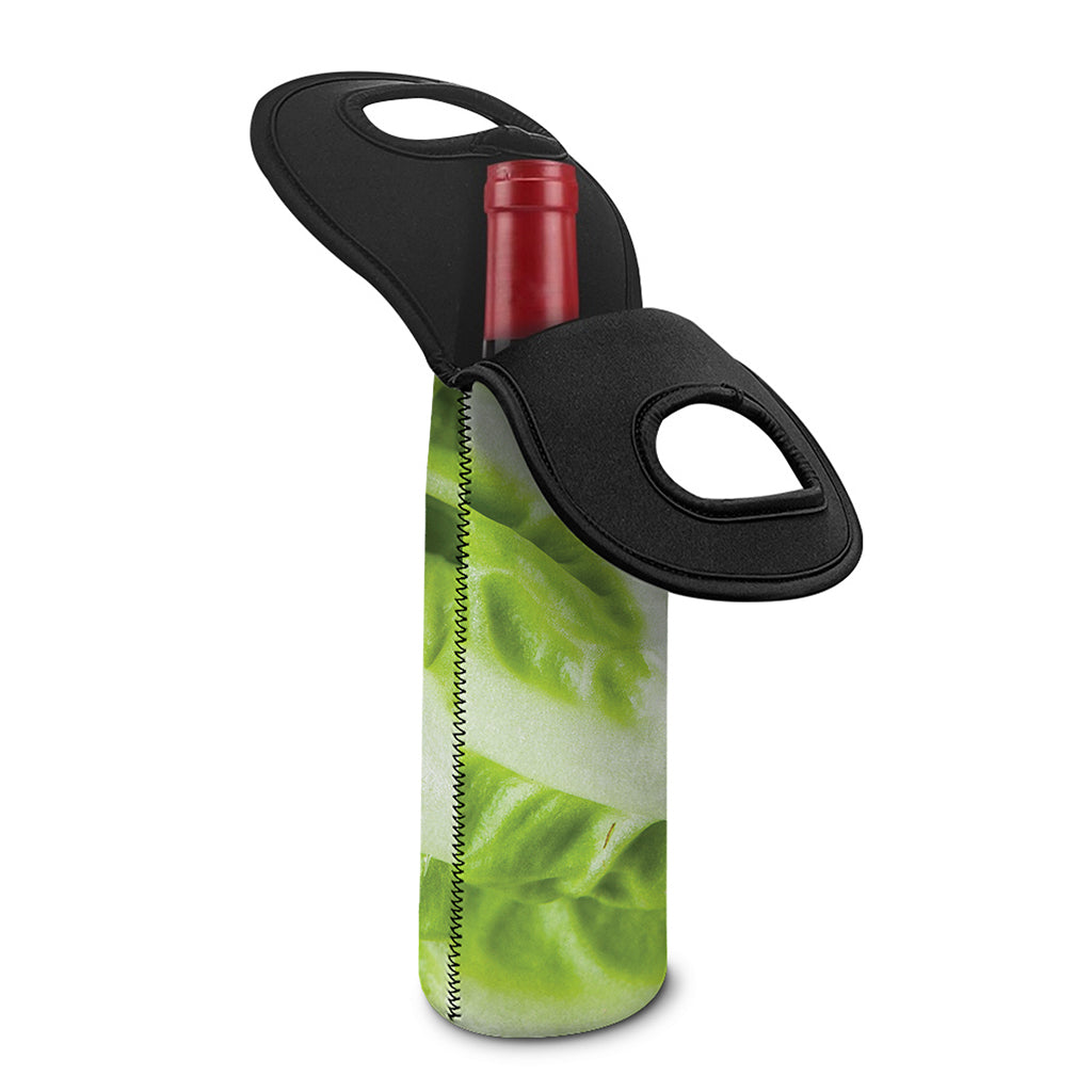 Chinese Cabbage Leaf Print Single Neoprene Wine Tote