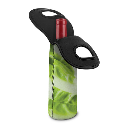 Chinese Cabbage Leaf Print Single Neoprene Wine Tote
