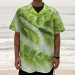 Chinese Cabbage Leaf Print Textured Short Sleeve Shirt
