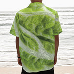 Chinese Cabbage Leaf Print Textured Short Sleeve Shirt