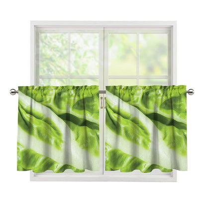Chinese Cabbage Leaf Print Tier Curtains