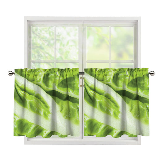 Chinese Cabbage Leaf Print Tier Curtains