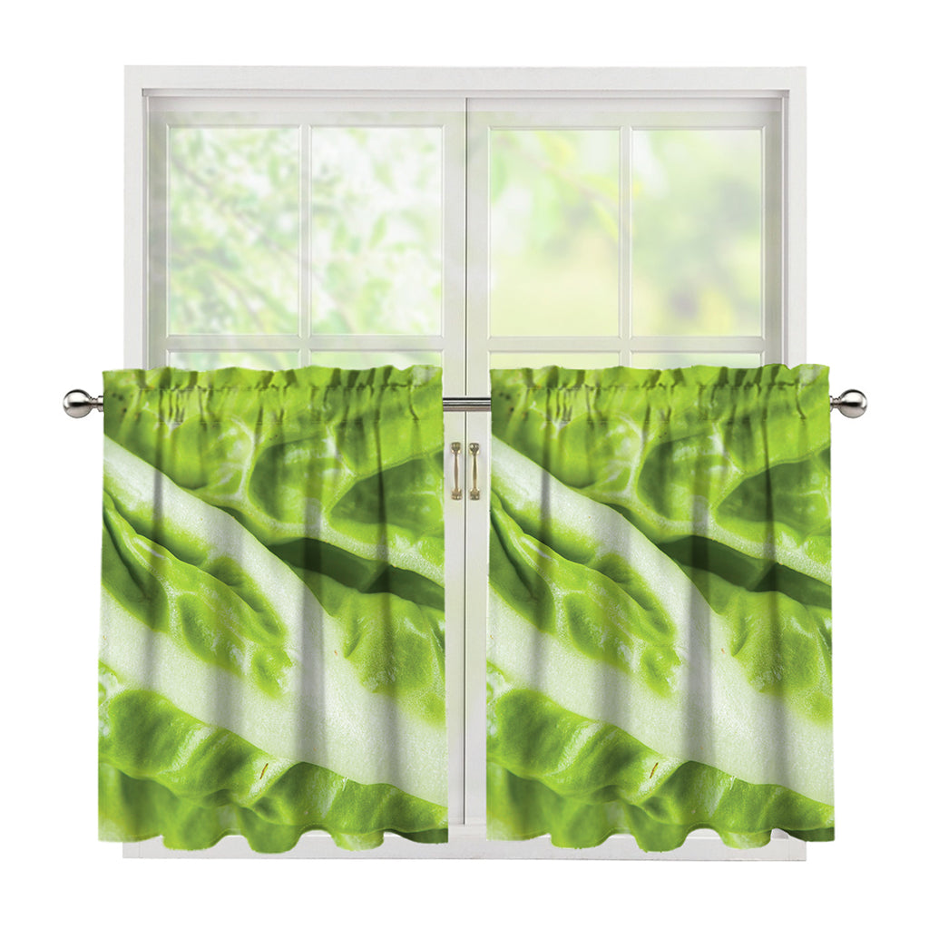 Chinese Cabbage Leaf Print Tier Curtains