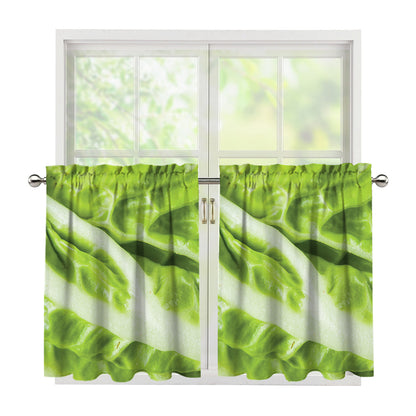Chinese Cabbage Leaf Print Tier Curtains
