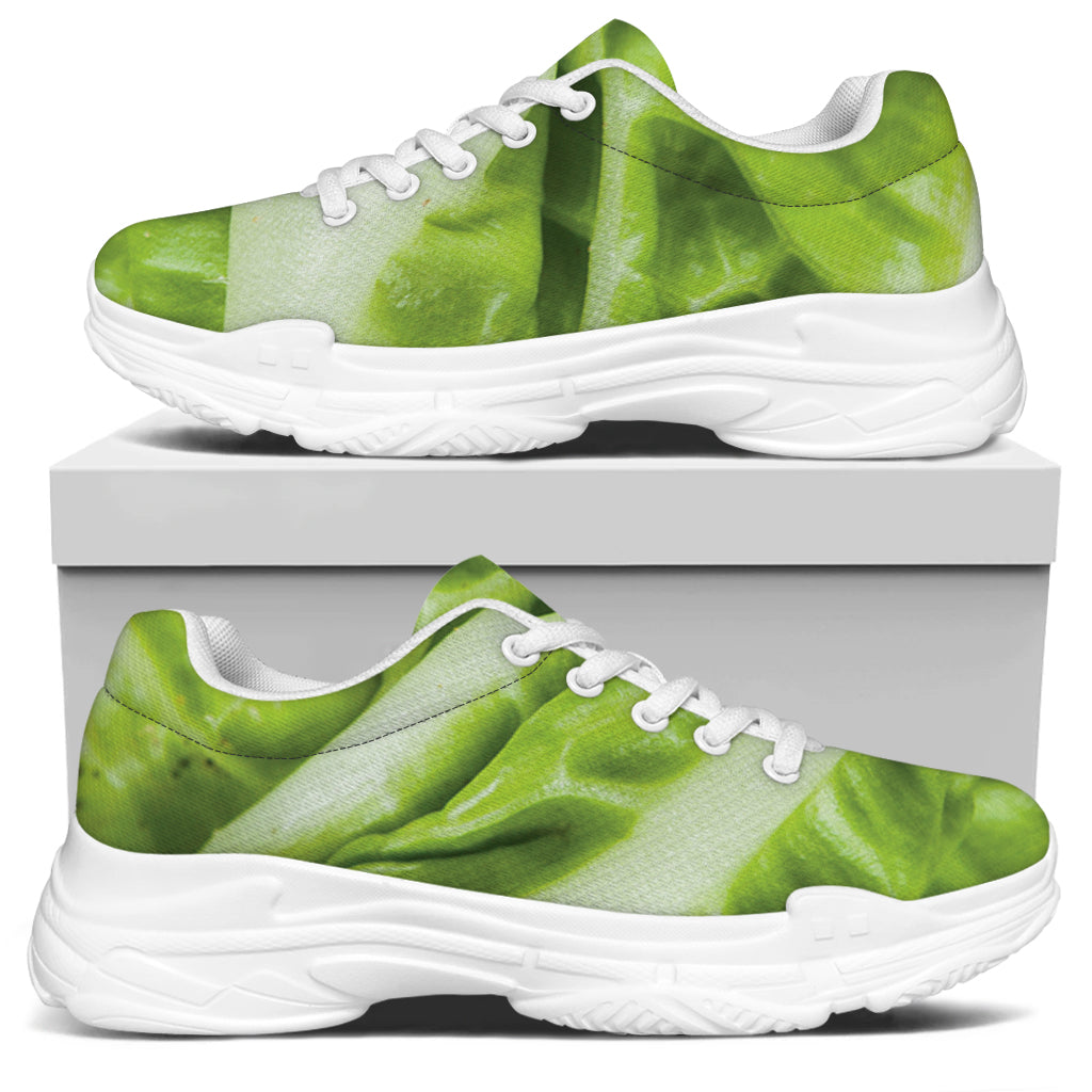 Chinese Cabbage Leaf Print White Chunky Shoes