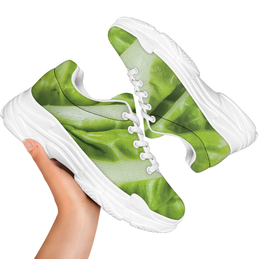 Chinese Cabbage Leaf Print White Chunky Shoes