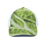 Chinese Cabbage Leaf Print White Mesh Trucker Cap