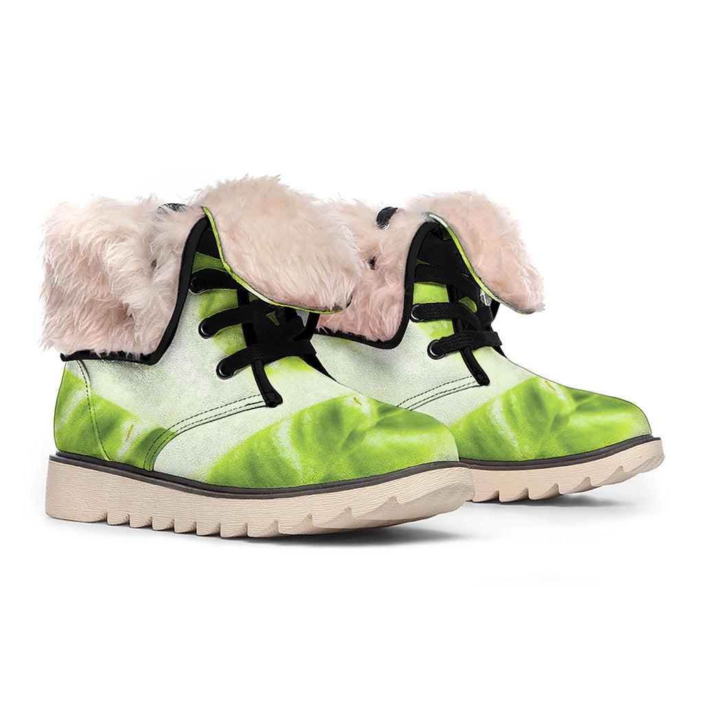 Chinese Cabbage Leaf Print Winter Boots