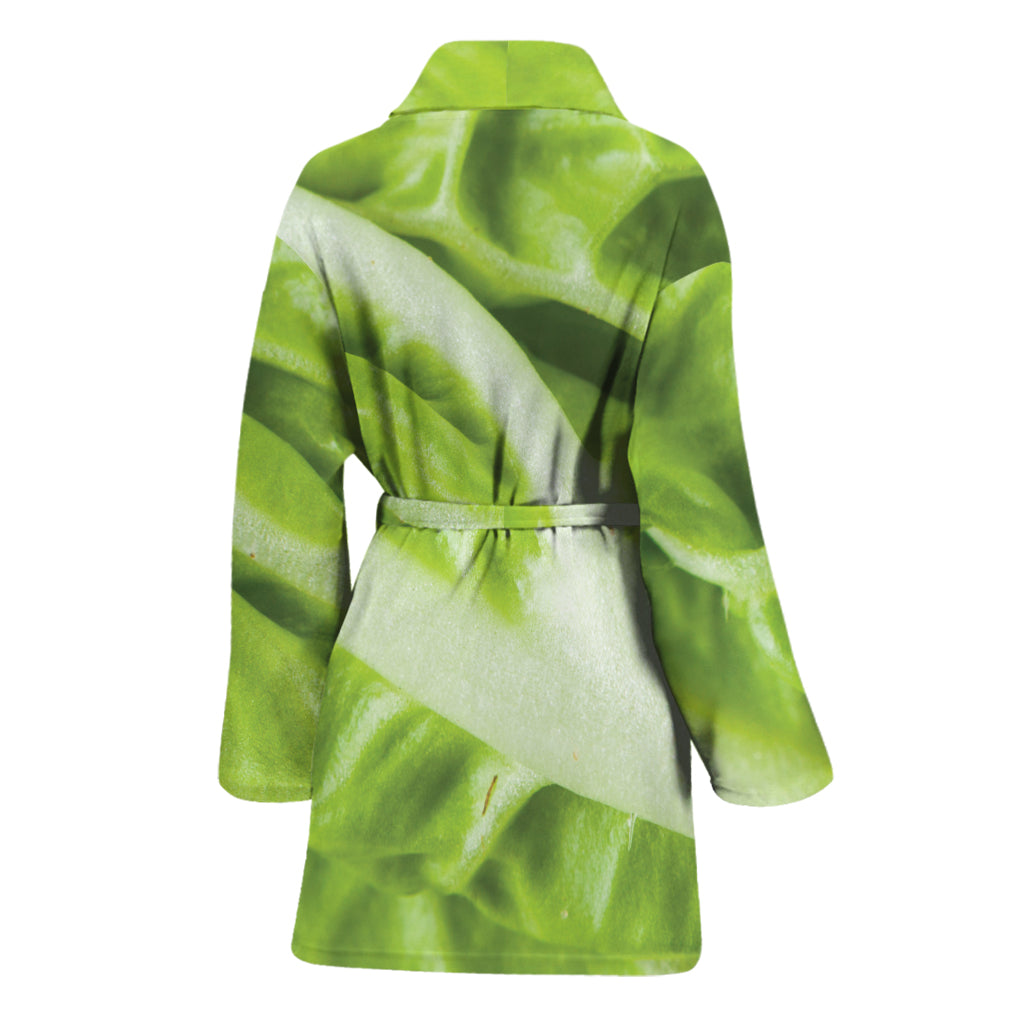 Chinese Cabbage Leaf Print Women's Bathrobe