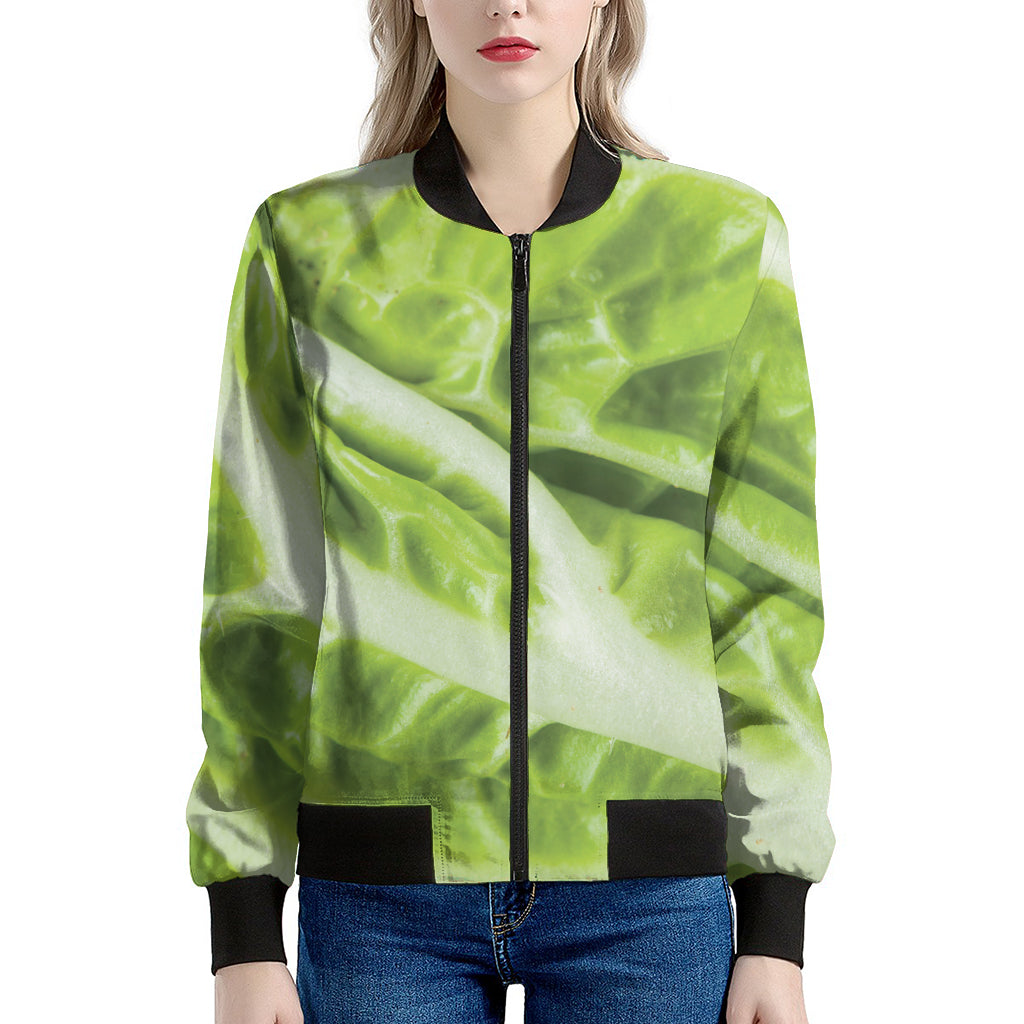 Chinese Cabbage Leaf Print Women's Bomber Jacket