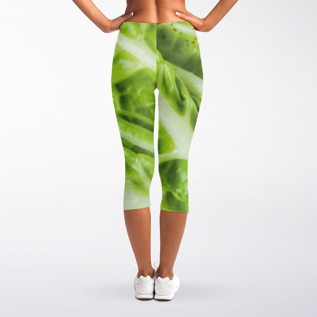 Chinese Cabbage Leaf Print Women's Capri Leggings