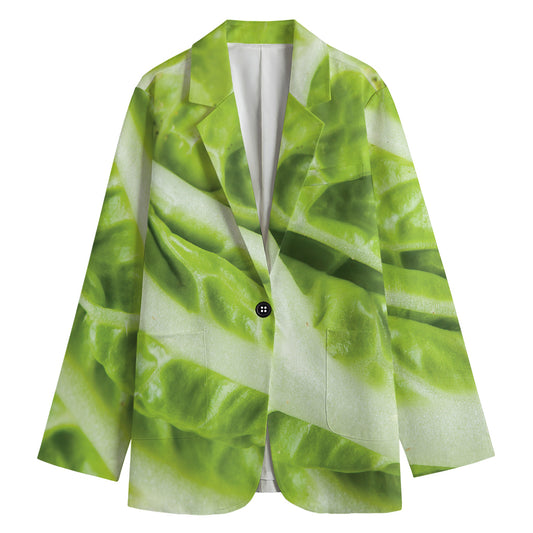 Chinese Cabbage Leaf Print Women's Cotton Blazer