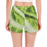 Chinese Cabbage Leaf Print Women's Split Running Shorts