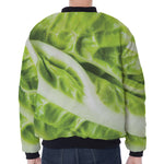 Chinese Cabbage Leaf Print Zip Sleeve Bomber Jacket